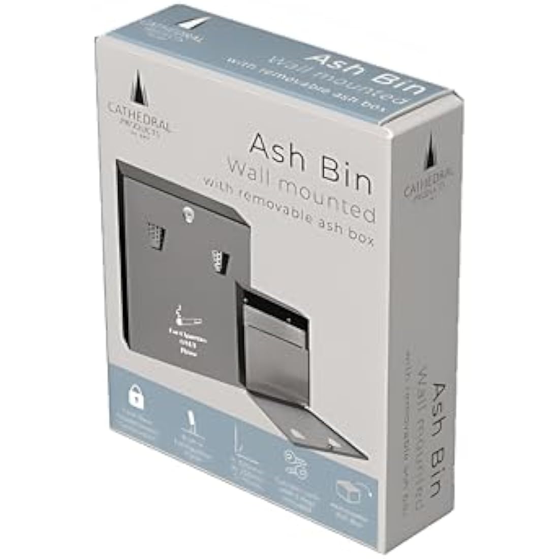 Cathedral Products Outdoor Ashtray with 3.1L Ash Bin & Integrated Extinguisher Panel