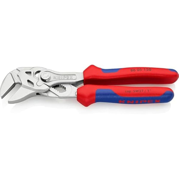 Knipex Pliers Wrench pliers and a wrench in a single tool chrome-plated, with multi-component grips 150 mm 86 05 150