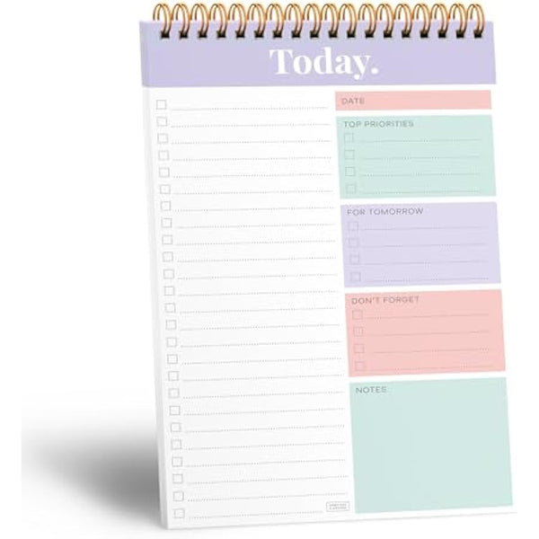 SWEETZER & ORANGE S&O Daily Planner Notepad for Productivity - 52 Page Every Day To Do Logbook- Undated Guide and Organizer - Routine work List Journal- Coiled Regular Task pad - MAUVE