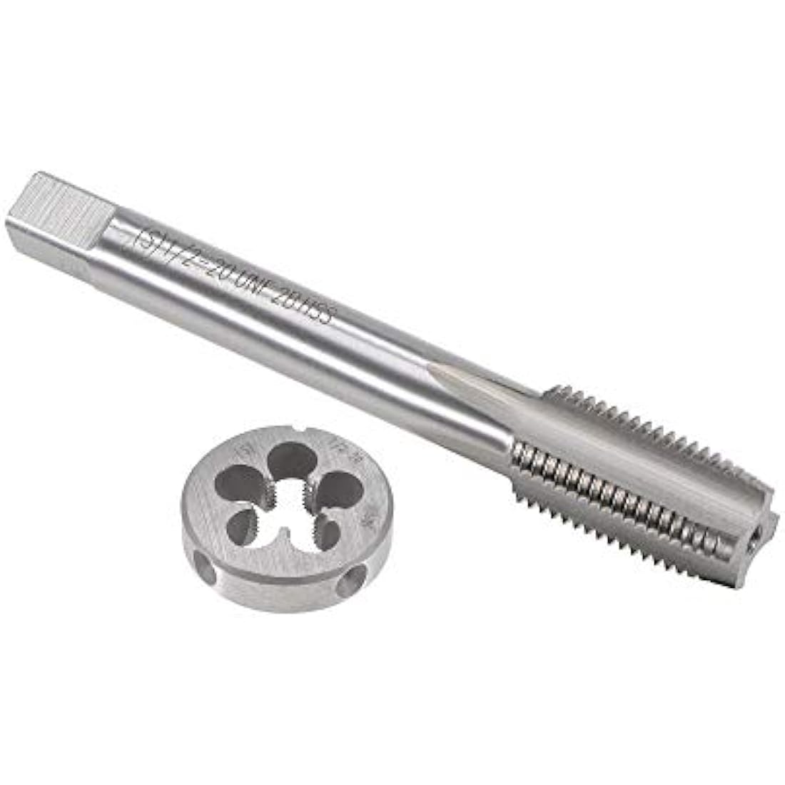 sourcing map 1/2"-20 UNF Tap and Die Set, HSS Machine Thread Tap with Round Threading Die, Right Hand