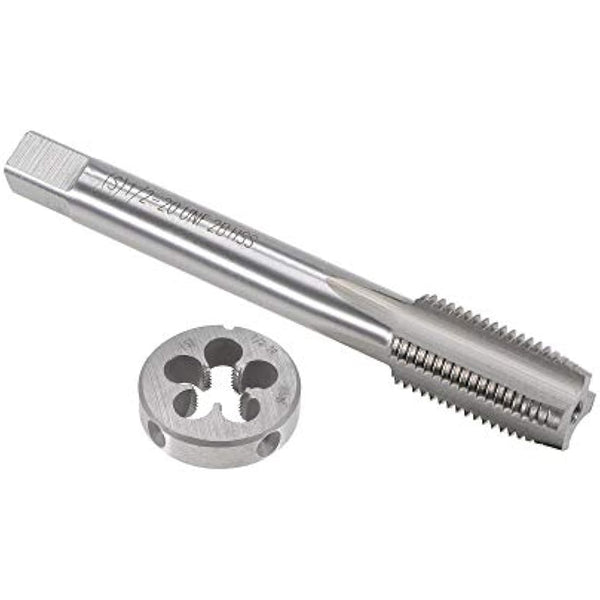 sourcing map 1/2"-20 UNF Tap and Die Set, HSS Machine Thread Tap with Round Threading Die, Right Hand
