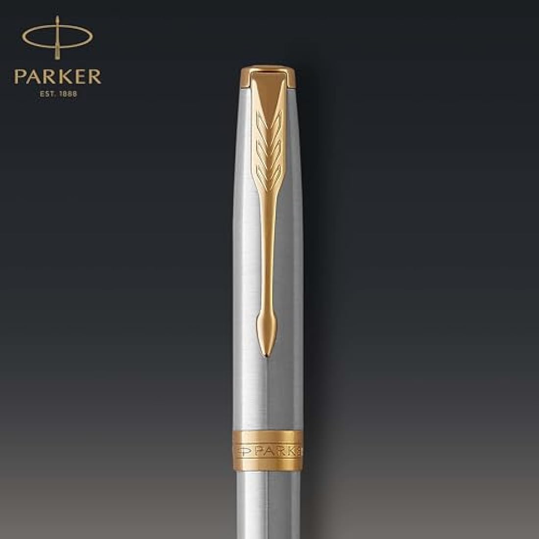 Parker Sonnet Ballpoint Pen | Stainless Steel with Gold Trim | Medium Point | Handwriting Pens & Stationery Supplies | Black Ink | Gift Box