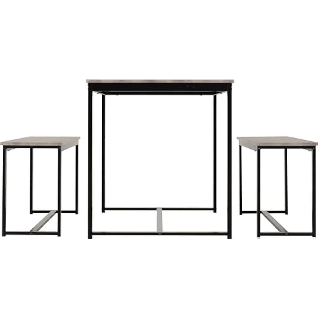 Seconique Lincoln 1+2 Dining Bench Set in Stone Effect/Black