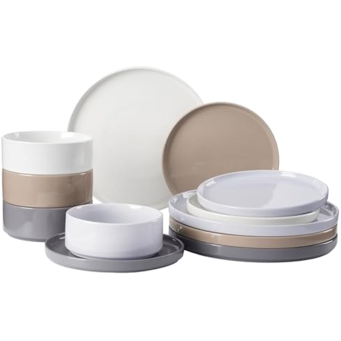 Richmount Nebula Dinner Set for 4, 12-Piece Speckled Dinnerware Stoneware Set, Scratch Resistant, Dishwasher & Microwave Safe, Dining Plates and Bowls Sets, Multi-Color