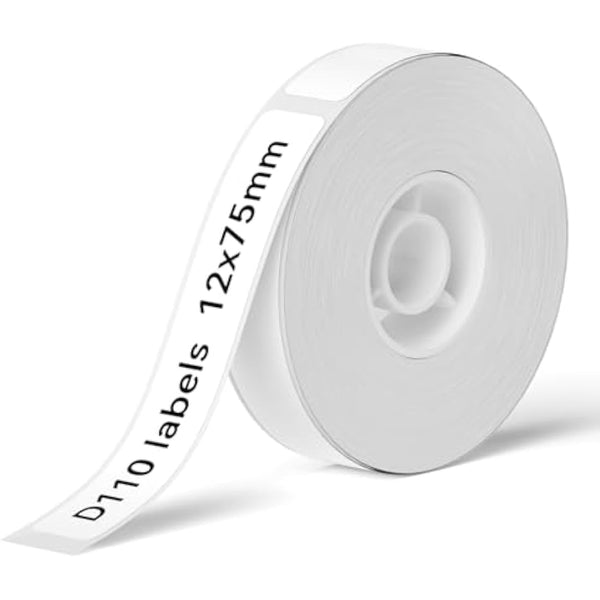 NIIMBOT Lable Maker Tape 0.47" x 2.95" (12×75mm) Thermal Printer Sticker Paper with Self-Adhesive for D11/D110/D101 Label Maker,1 Roll of 95 (White)