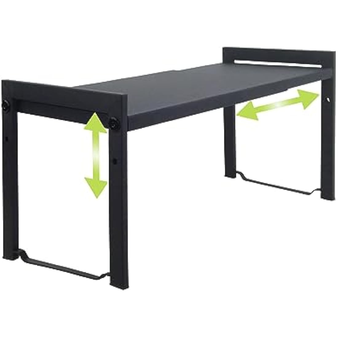 Goodsnetic Expandable Cabinet Shelf 13.8~26"(L), Stackable Kitchen Counter Organizer, 33LBS Heavy Duty Riser, Countertop Storage Pantry shelf, Durable Metal Sink Shelf (Black L)