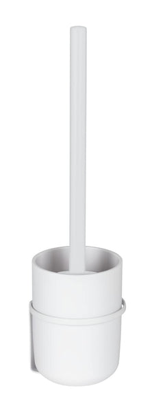 WENKO Turbo-Loc? Carpino Toilet Brush Holder Made Plastic for Attaching No Drilling to Smooth Surfaces, Toilet Brush with Flexible Cover, Metal Wall