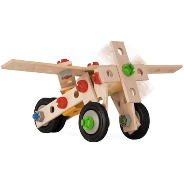 Eichhorn Constructor Crane, Versatile Wooden Toy, 170 Components, 5 Different Constructions, for Children from 6 Years