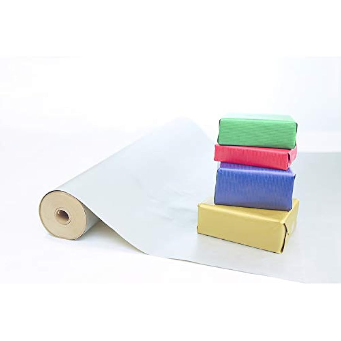 Clairefontaine - Ref 507576C - Nature Kraft Long Roll Wrapping Paper (Single Roll) - 70cm Width x 50m Length, 60gsm Ribbed Kraft Paper - Solid Silver Colour