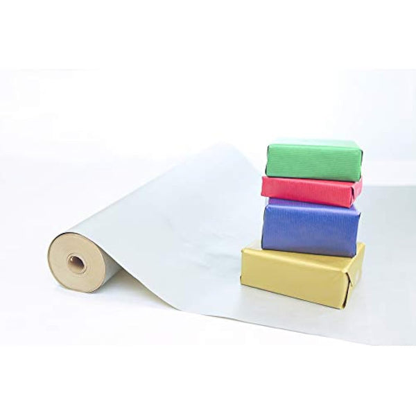 Clairefontaine - Ref 507576C - Nature Kraft Long Roll Wrapping Paper (Single Roll) - 70cm Width x 50m Length, 60gsm Ribbed Kraft Paper - Solid Silver Colour