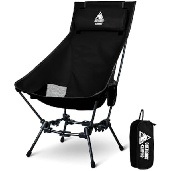 OneTigris Dragonhide Oversized Camping Chair with Pillow Design, Comfortable Widened Seat Folding, 275 lbs Capacity