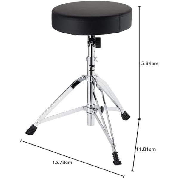 RockJam DP-001 Adjustable Drum Stool Drum Throne with Padded Seat, Black, ‎35 x 30 x 10 cm