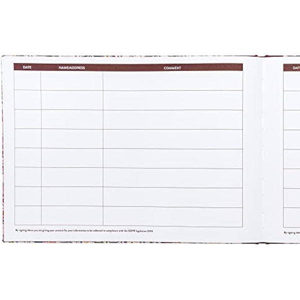 Pukka Pad, Bloom A4 Visitors Book – 96 Pages with 768 Entry Spaces – Includes Record Date, Name, Address, and Comment Fields – 120 GSM Paper – Cream