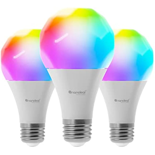 Nanoleaf Essentials, Smart A19 Bulb, 800Lm, White, 2700K-6500K, 120V-240V, E27 V2 UK 3PK