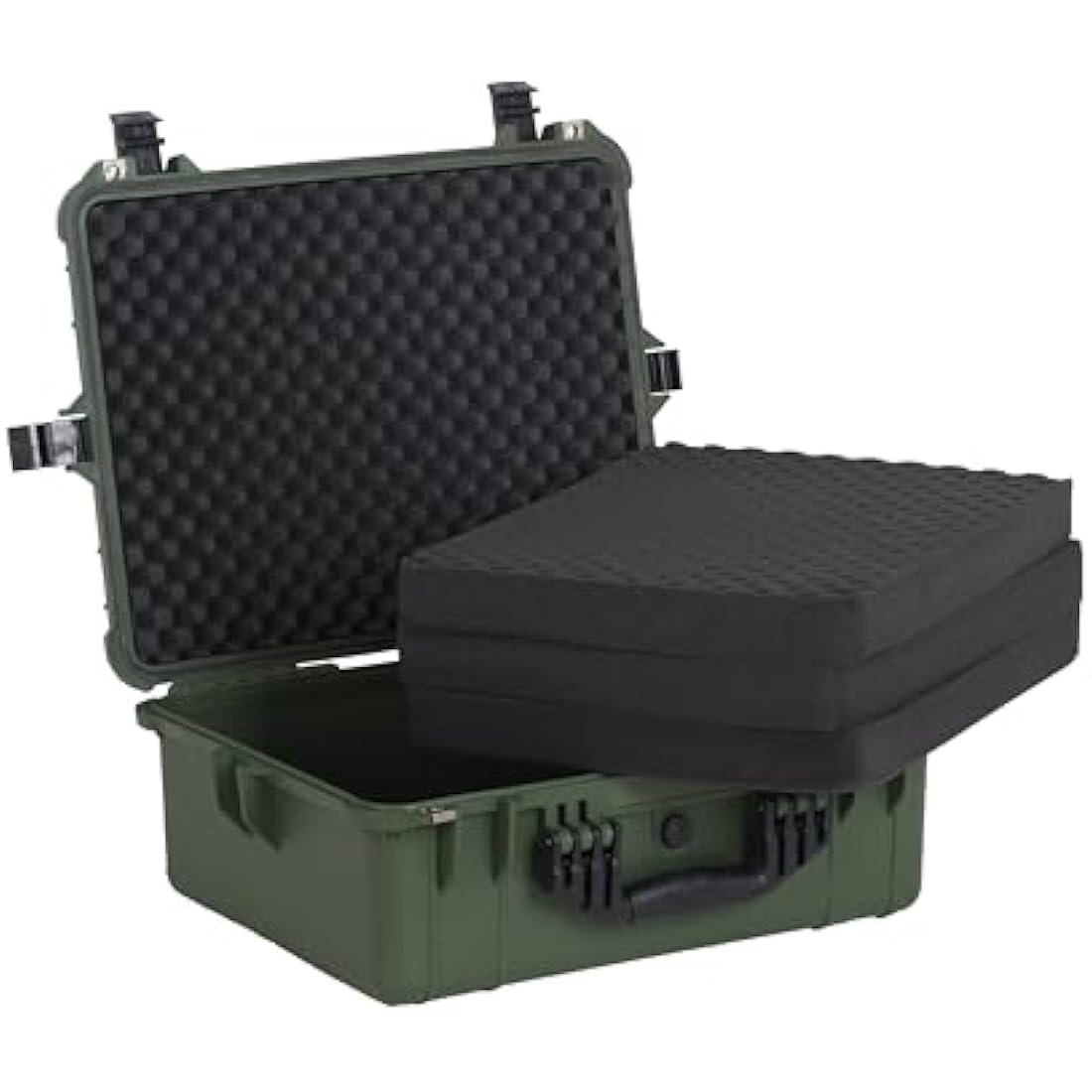 MEIJIA Waterproof Hard Camera Case with Customizable Fit Foam, Fit for Drones,Camera,Lens (Green, 20.62"x16.85"x8.11")