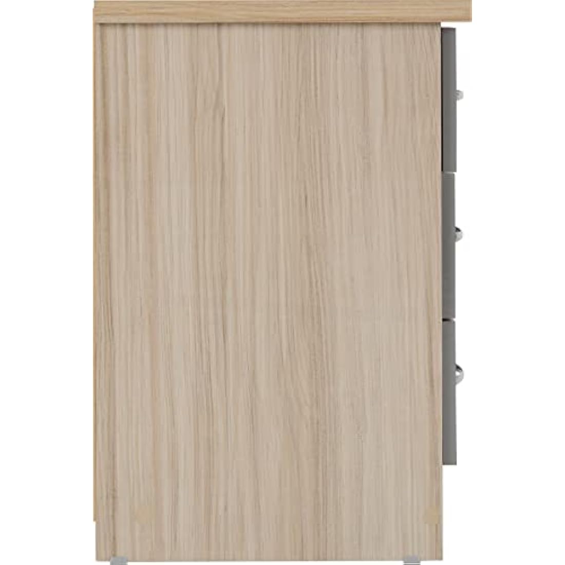 Seconique Nevada 3 Drawer Bedside in Grey Gloss/Light Oak Effect Veneer