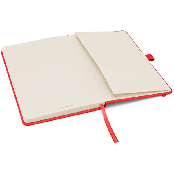 Notes London Notebook Packs 25 x set of A5 Notebook with Lined Pages, Pen Loop and Expandable Paper Pocket Hardback Journal Notepad Note Book Notes Diary Pad (Red)
