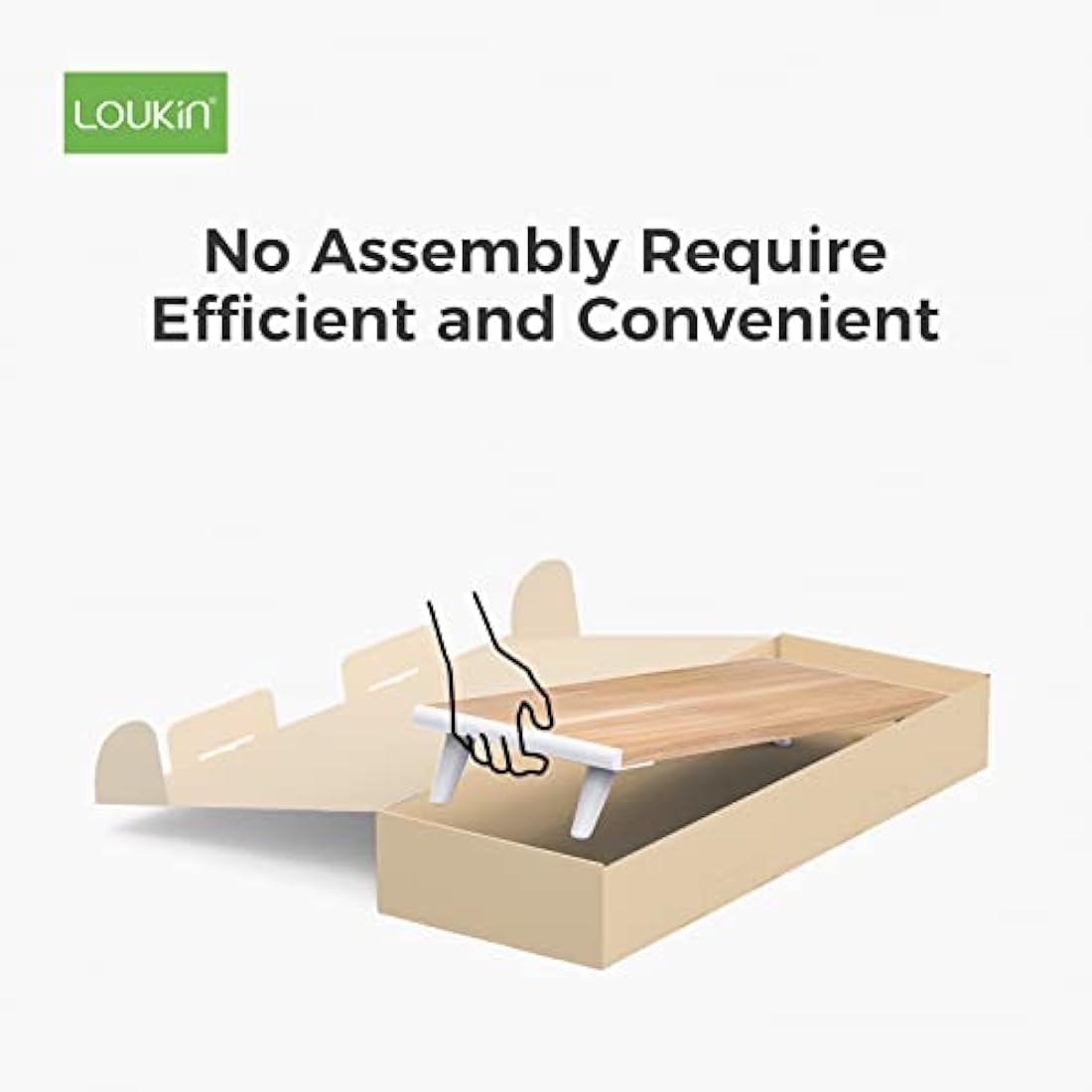 loukin Monitor Stand Riser for Desk, 22.4" x 8.3" Larger Computer Stand for Laptop, PC, Printer, Sturdy Desktop Computer Shelf with Non-Skid Rubber, Home Office, Natural