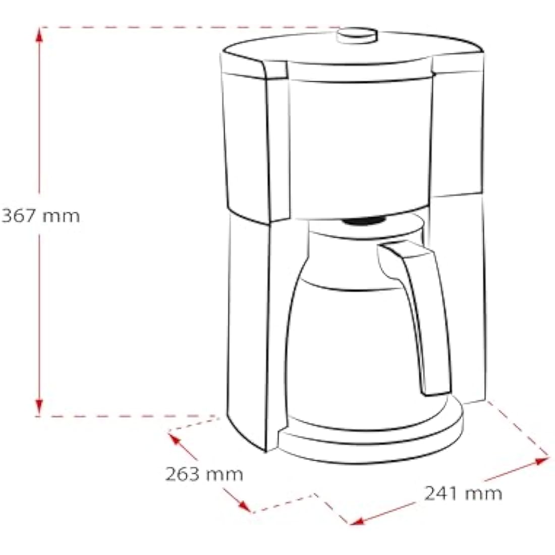 Melitta 1025-18 Look V Timer filter coffee machine with thermal jug and timer function, 1080, removable water tank and descaling program, 1.25 liters, black