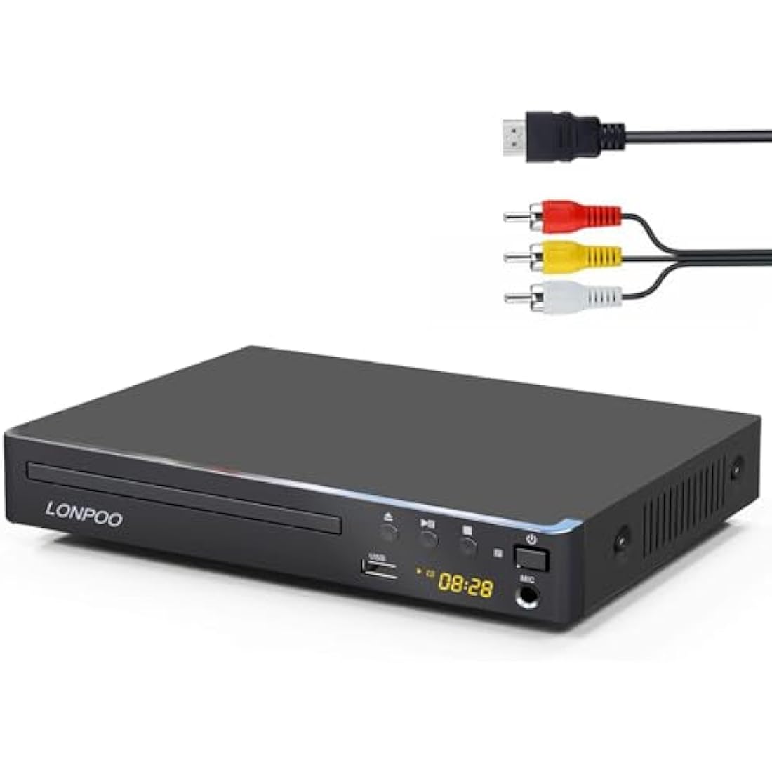 Compact DVD Player for TV - Multi-Region DVD CD Disc Player with HDMI Port, USB-IN & MIC-Out, Remote &HDMI & AV Cable Included (LP-099UK)