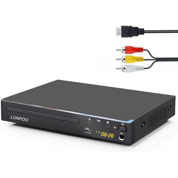 Compact DVD Player for TV - Multi-Region DVD CD Disc Player with HDMI Port, USB-IN & MIC-Out, Remote &HDMI & AV Cable Included (LP-099UK)