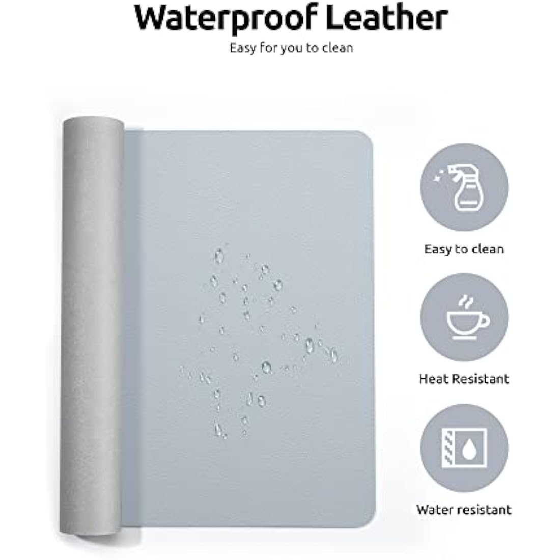 YSAGi Leather Desk Mat, Large Mouse Mat, Non-Slip Desk Pad, Waterproof PU Leather Table Protector Writing Pad for Office and Home (90 x 43 cm, Light Grey)