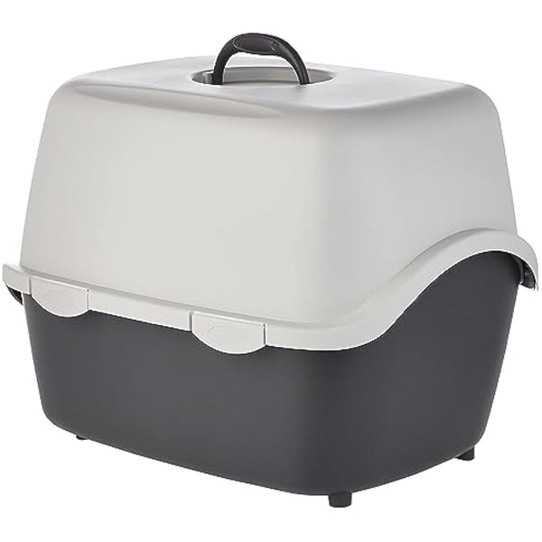 TRIXIE Vico litter tray with bonnet - easy click fasteners - plastic - 40 x 40 x 56 cm - denkel grey/light grey - 40271