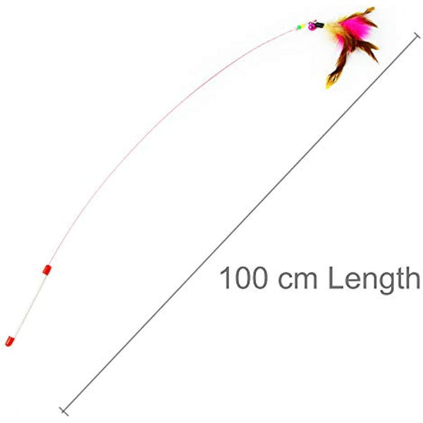 SLSON Feather Teaser Cat Toy, Interactive Cat Catcher and Exerciser Wand for Cats and Kitten Playing, with Feather, Bell and Flexible Wire