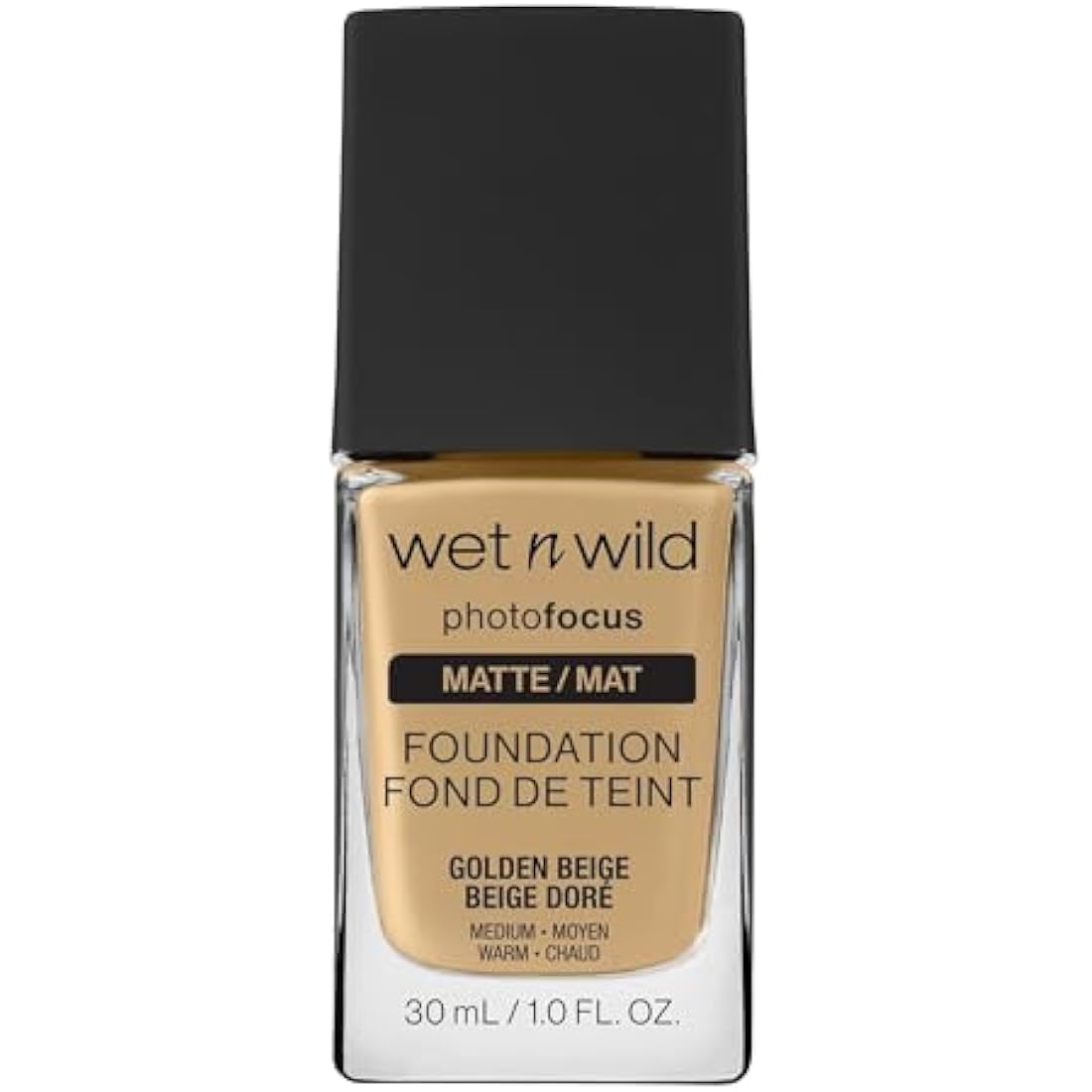 Wet n Wild, Photo Focus Foundation Matte, High-coverage Foundation with Light-adjusting Complex for a White Cast-free Effect and a Camera-ready Makeup, Matte Finish, Vegan, Golden Beige