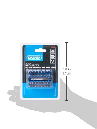Draper 33 Piece Security Bit Set | 1/4" Metric Screwdriver Kit | 25mm Precision Hand Tools Accessories | Heavy-Duty Storage Case | 82406