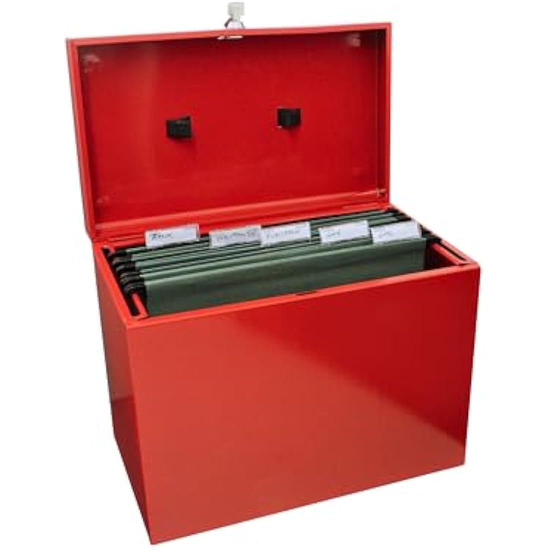 Cathedral Products A4 Steel File Box with Starter Pack of 5 Suspension Files - Red