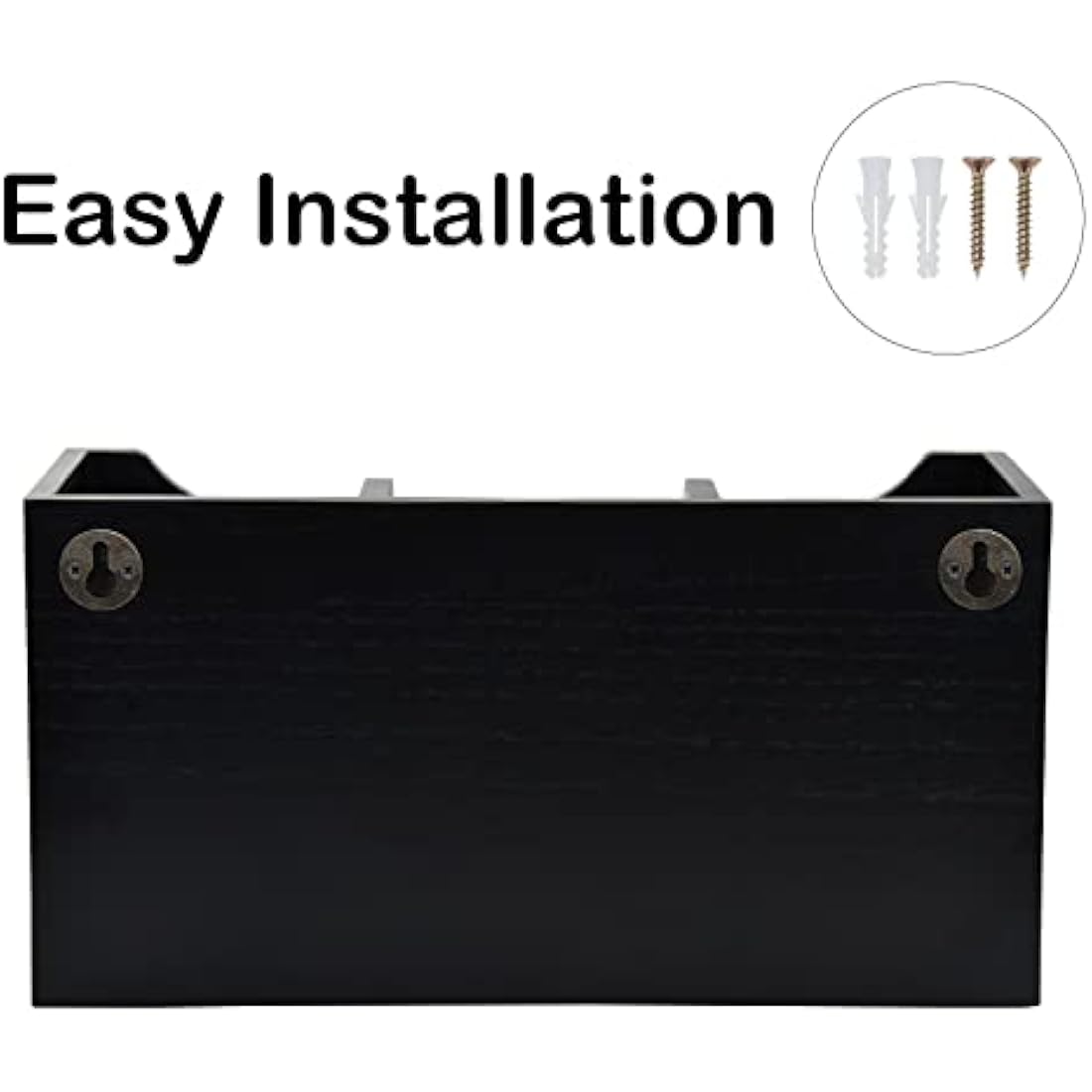 Karisky Kitchen Utensil Holder with Drainage Bottom, Large 3 Compartments Solid Real Wood Utensil Organizer for Kitchen Counter, Farmhouse Cooking Tools Storage for Countertop, Black