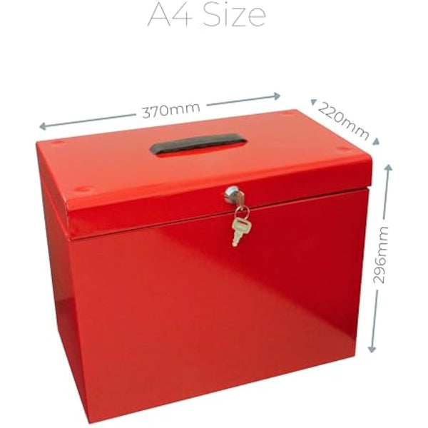 Cathedral Products A4 Steel File Box with Starter Pack of 5 Suspension Files - Red