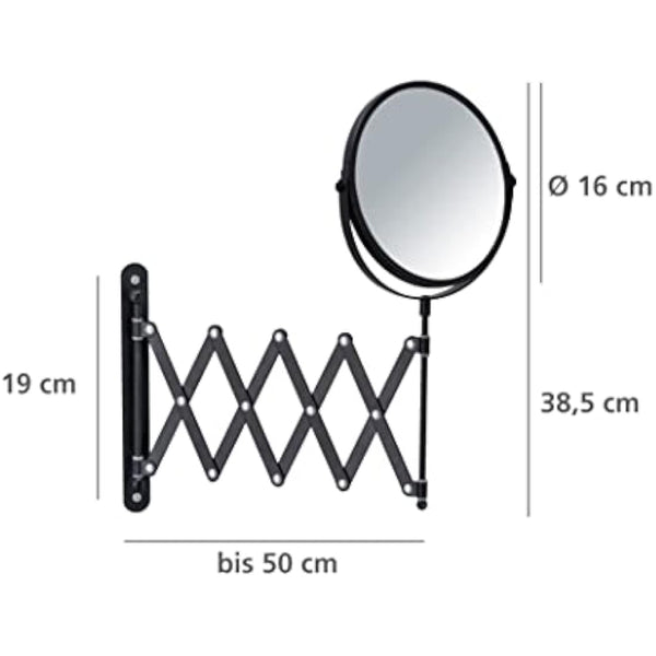 WENKO Cosmetic Wall Mirror Telescope Exclusive Black