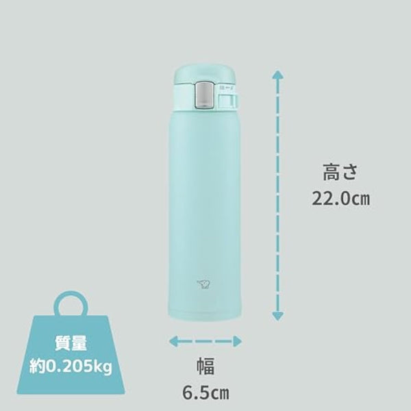 Zojirushi SM-SF48-AM Water Bottle, Direct Drinking [One-touch Open] Stainless Steel Mug, 16.9 fl oz (480 ml), Mint Blue