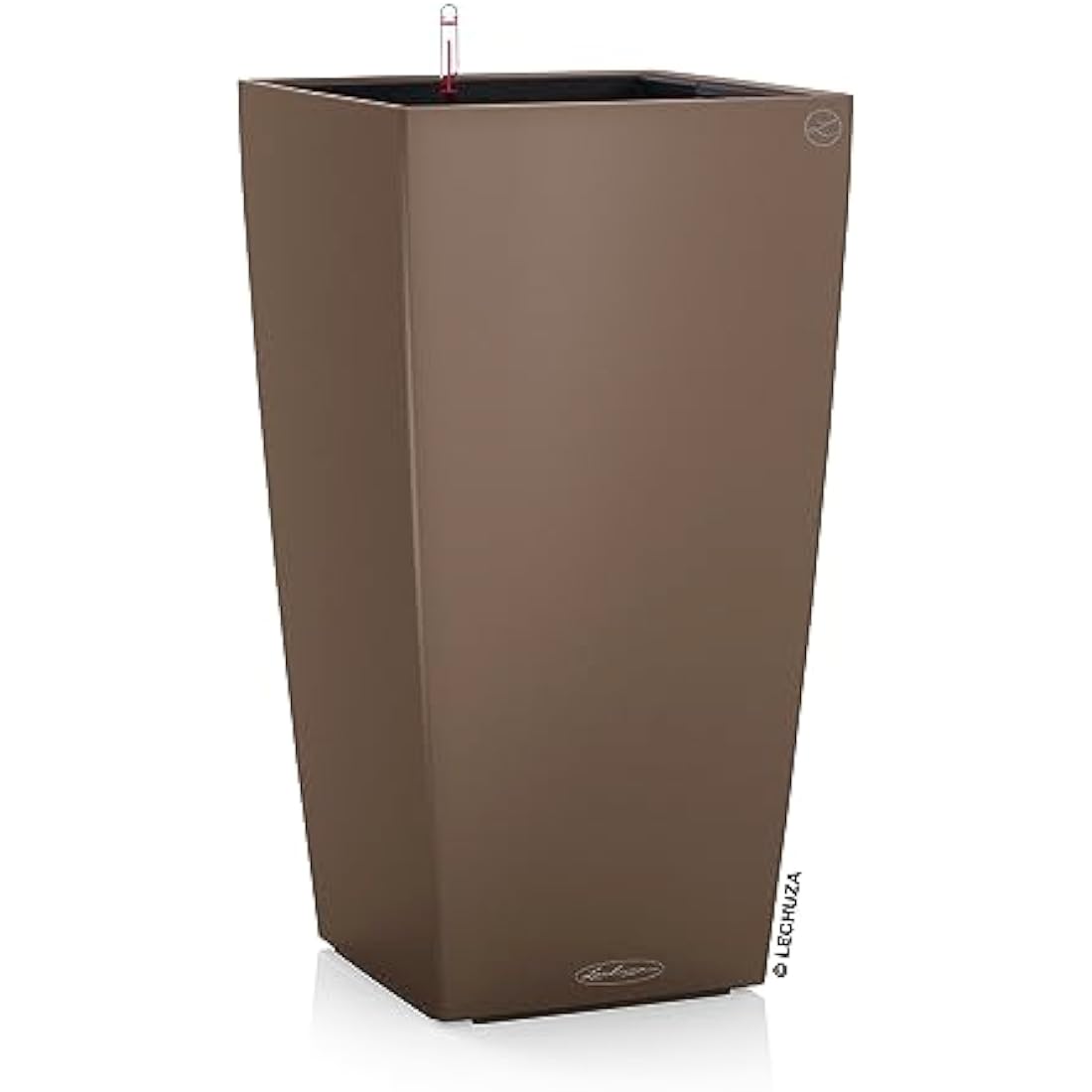 Lechuza CUBICO Color 40 Self Watering Planter Large Garden Plastic Indoor and Outdoor Flower Plant Pot with Drainage Hole H75 L40 W40 cm Nutmeg
