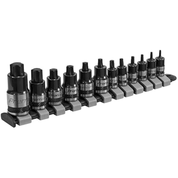 Sealey AK6228B 12pc 1/4", 3/8" & 1/2"Sq Drive Stubby TRX-Star* Socket Bit Set