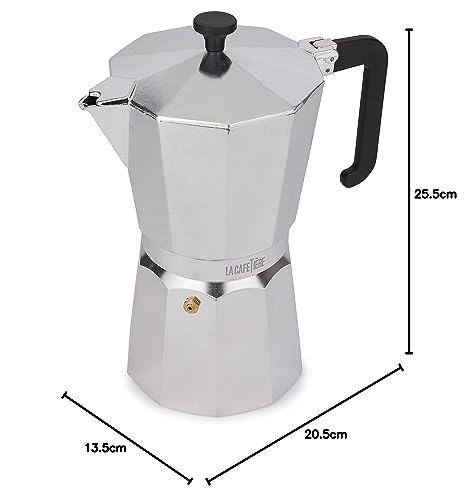 La Cafetière Venice Aluminium Espresso Maker, Three Cup, Black, Gift Boxed