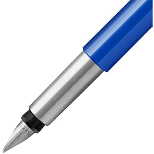 Parker Vector Fountain Pen | Blue with Chrome Trim | Medium Nib | Blue Ink | Hangtab