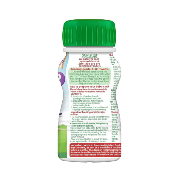 Cow & Gate 2 Follow On Ready to Drink Liquid Milk 6+ months 200ml