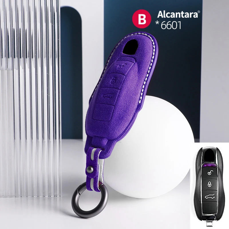 Alcantara High-quality Car Key Case Cover For Porsche Panamera Spyder Carrera Macan Cayman Cayenne 911 970 981 991 Accessories