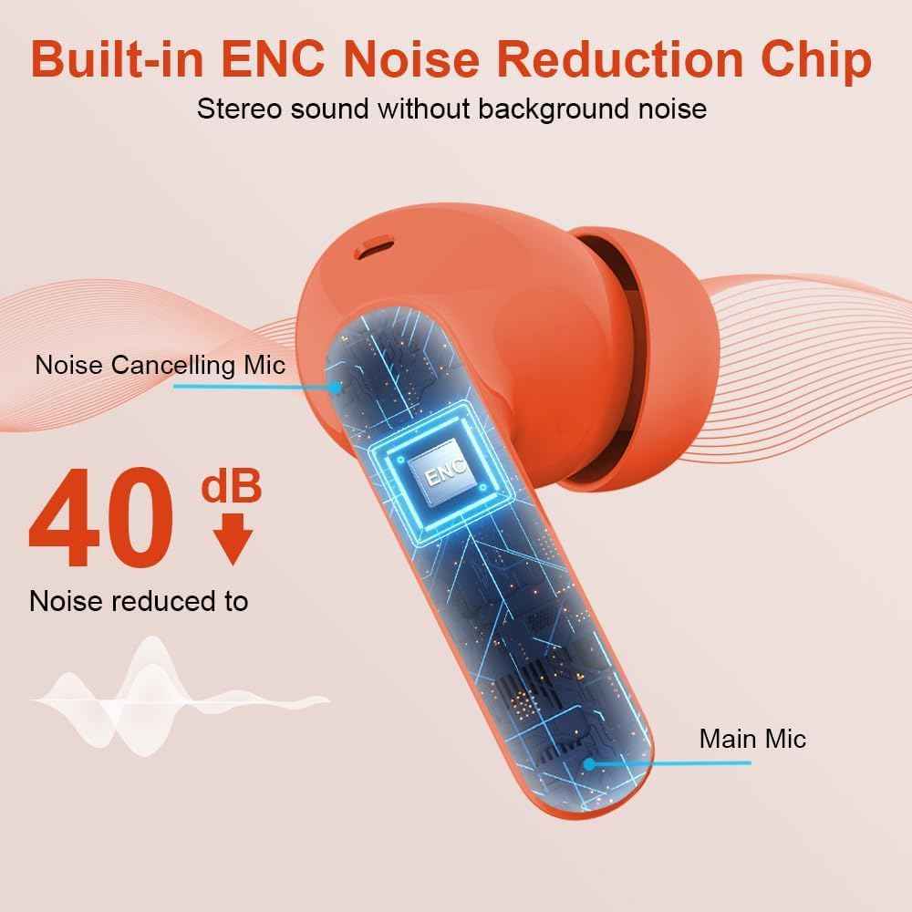 Wireless Earbuds Bluetooth 5.3 Deep Bass 36H Playtime Noise Cancel Btootos