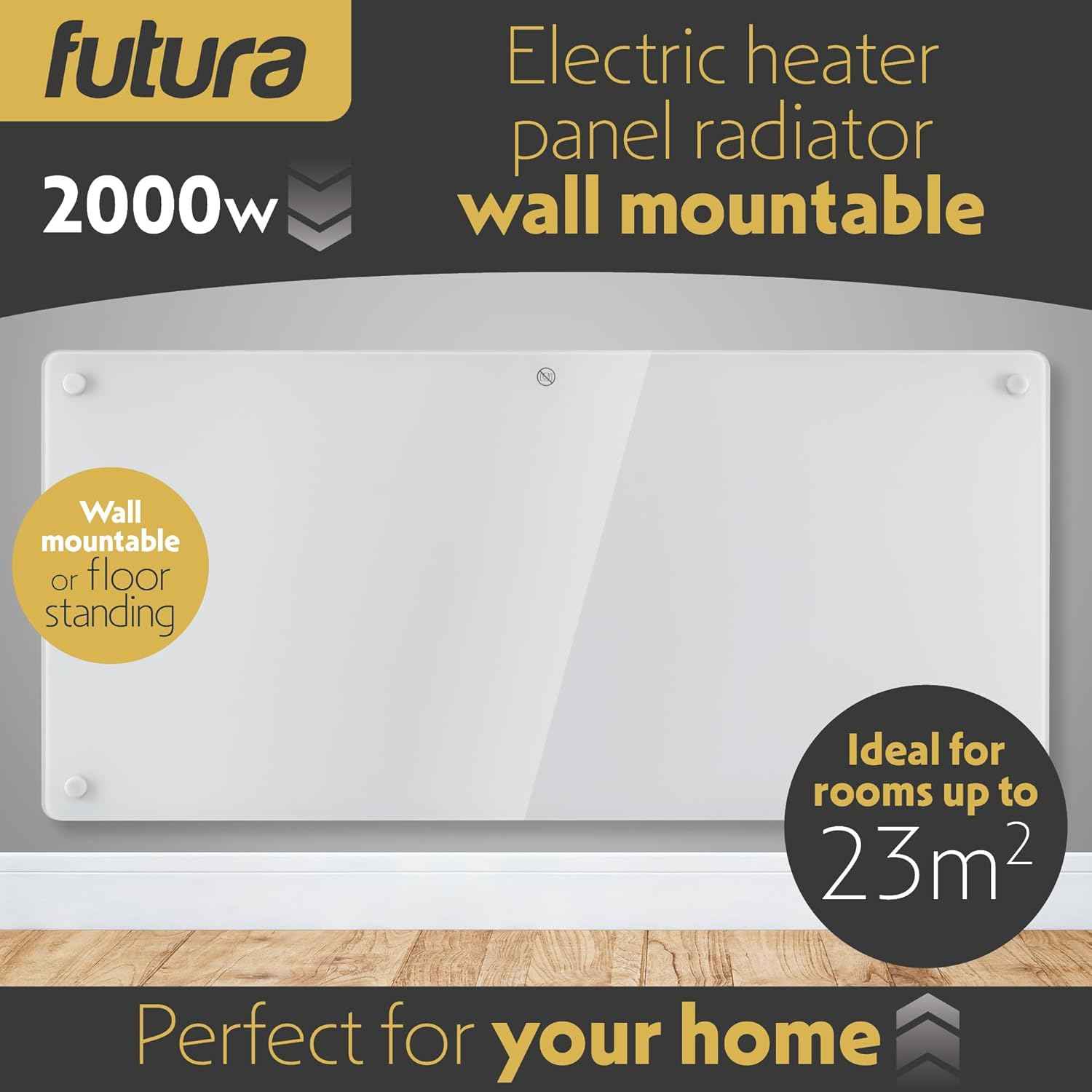 2000W White Glass WIFI Smart Electric Radiator Heater with Thermostat Futura