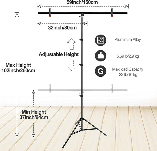 White Photography Backdrop 1.5x2m with T-Stand 1.5x2.6m Studio Kit EMART