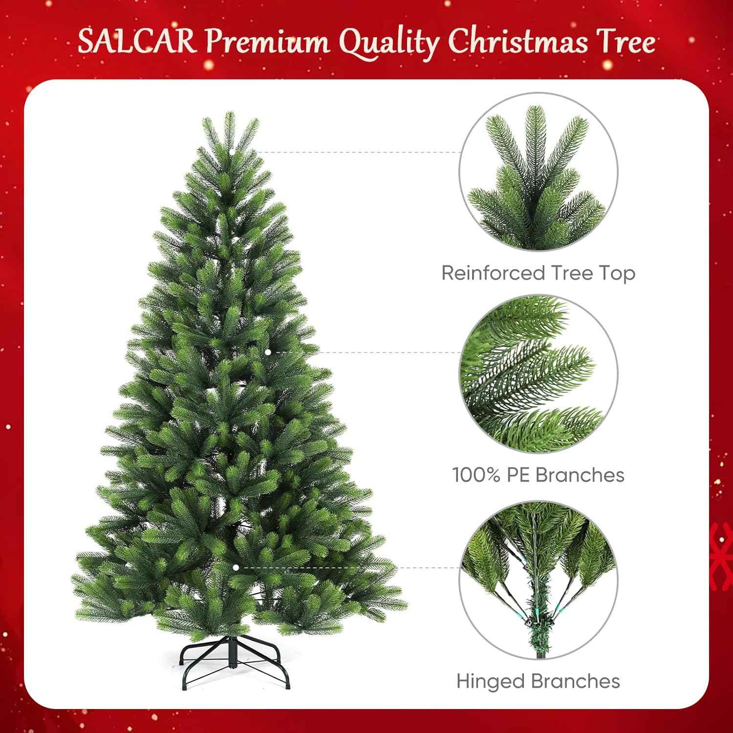 Artificial Christmas Tree 7ft 210cm Full Bushy 100% PE Tips SALCAR