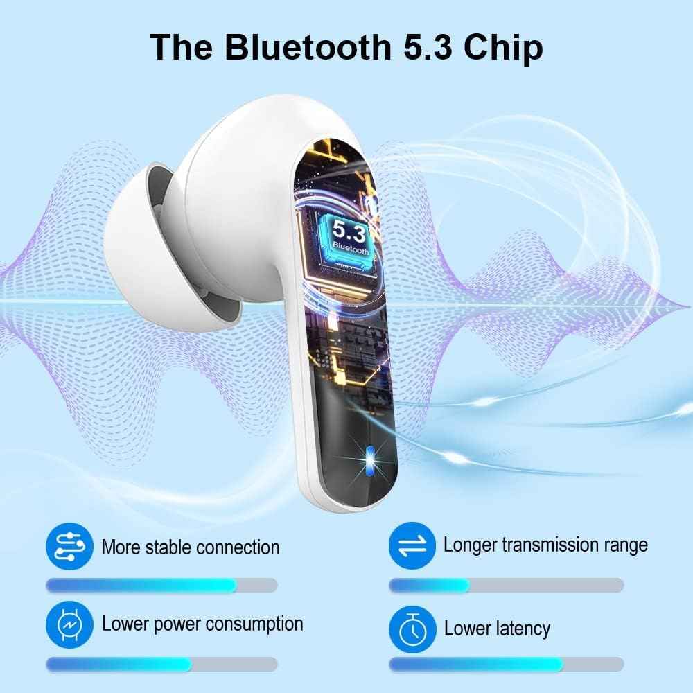 Wireless Earbuds Bluetooth 5.3 40H Playtime Noise Cancelling Mic Gaming