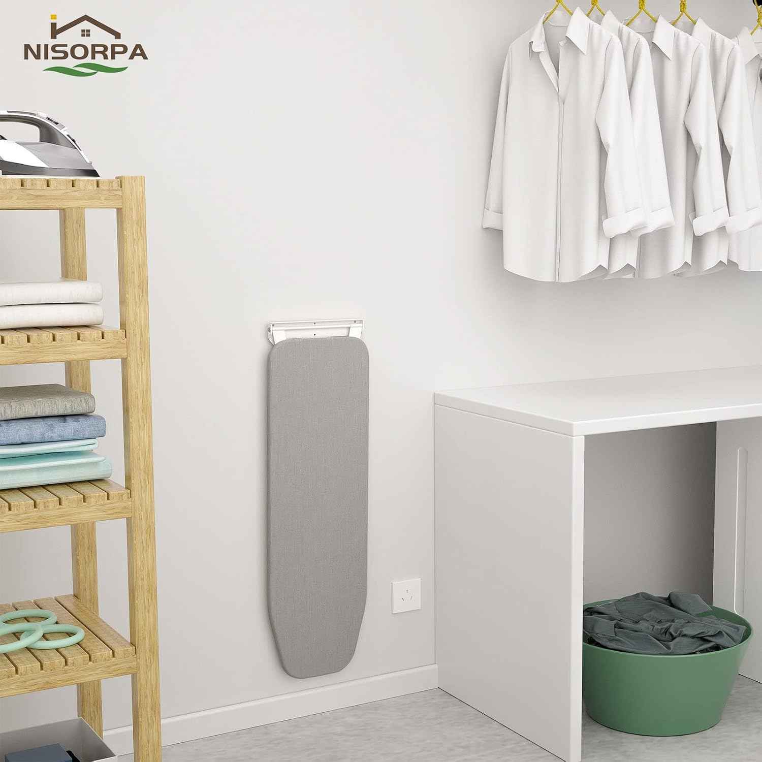 Wall Mounted Ironing Board Fold Down Heat Resistant Compact Space Saver Nisorpa