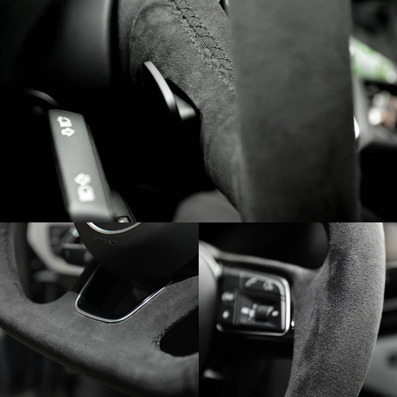 Custom Car Steering Wheel Braid Cover Soft Suede 100% Fit For Porsche 911 991 Boxster 981 Cayman Cayenne Panamera 2009 -2016