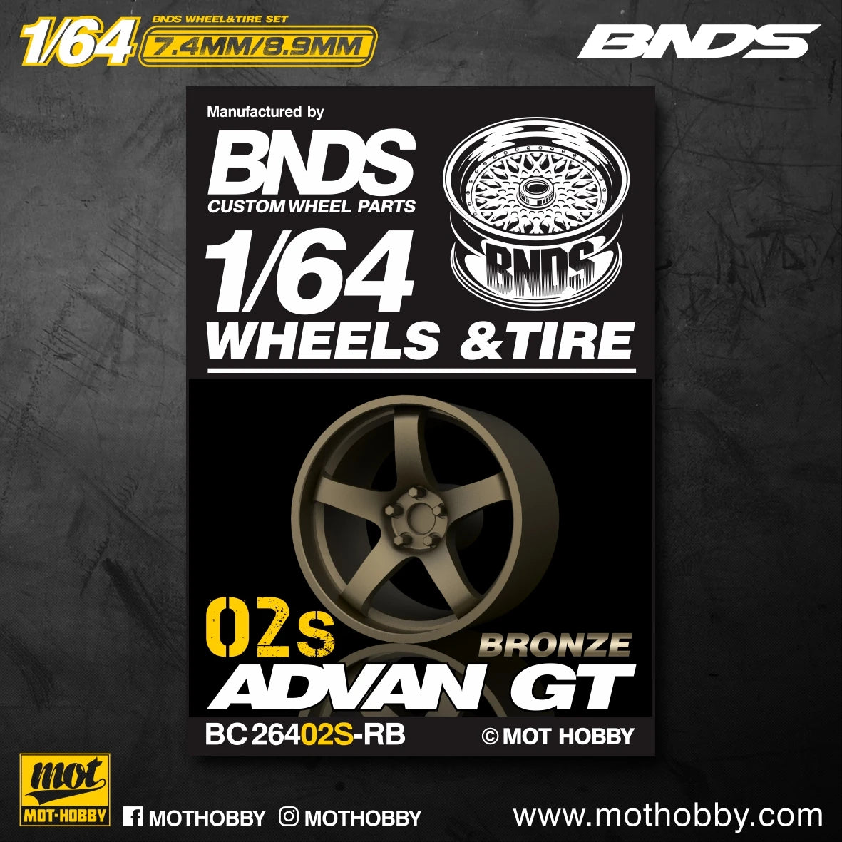 BNDS 1/64 Wheels With Rubber Tires ABS Assembly Rims Modified Parts for 1:64 Model Car VIP Style Detail-up Set New Clearance