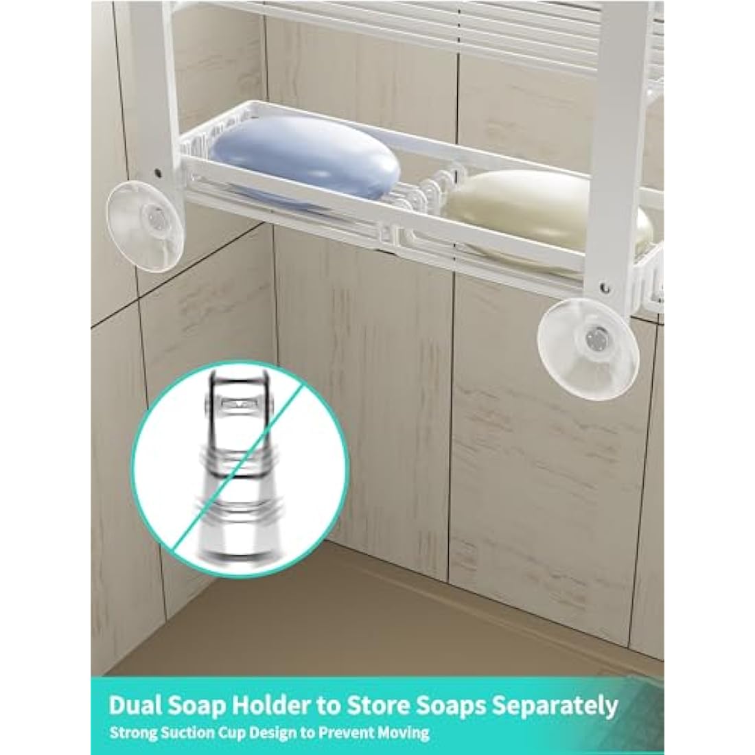 HapiRm Over The Door Shower Caddy - with 2 Soap Holders, 4 Tier Adjustable Hanging Shower Caddy Bathroom Shelf with 22 Hooks, Rustproof Easy Installation Shower Organizer Hanging for Bathroom